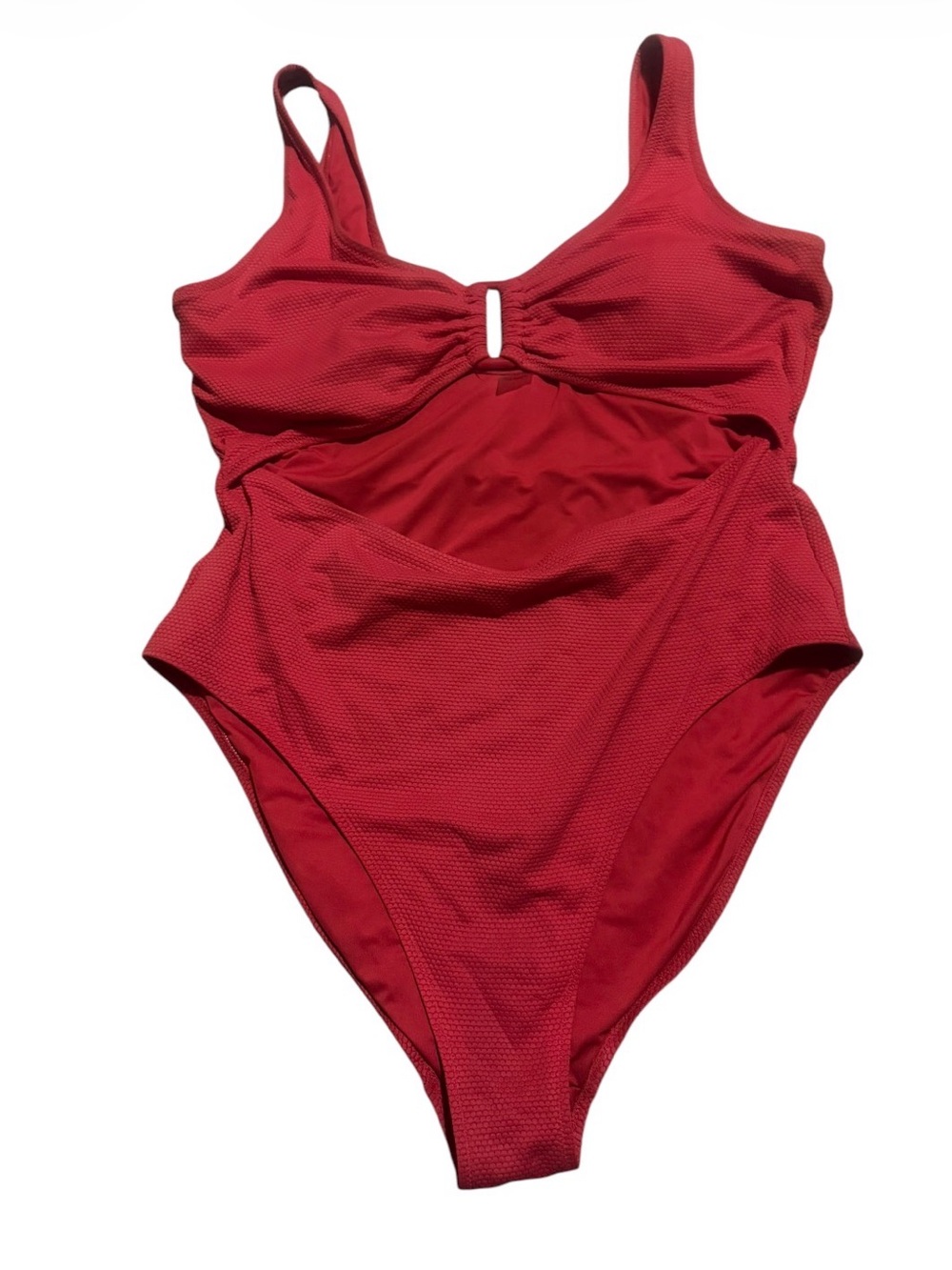 Old Navy Coral Red Textured One-Piece Swimsuit